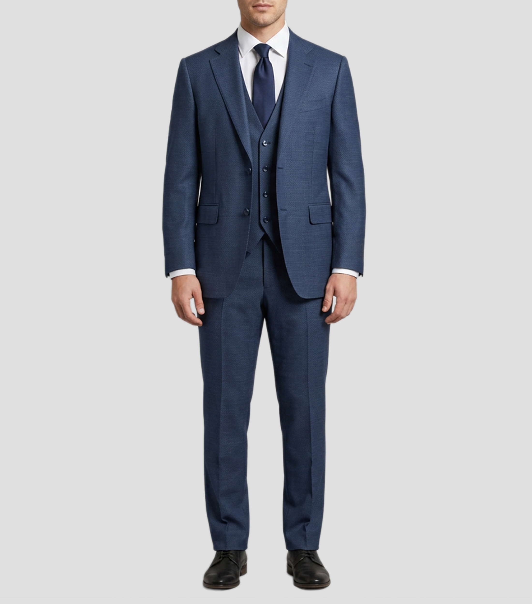 Traje 3 Piezas de lana corte regular sólido Hombre